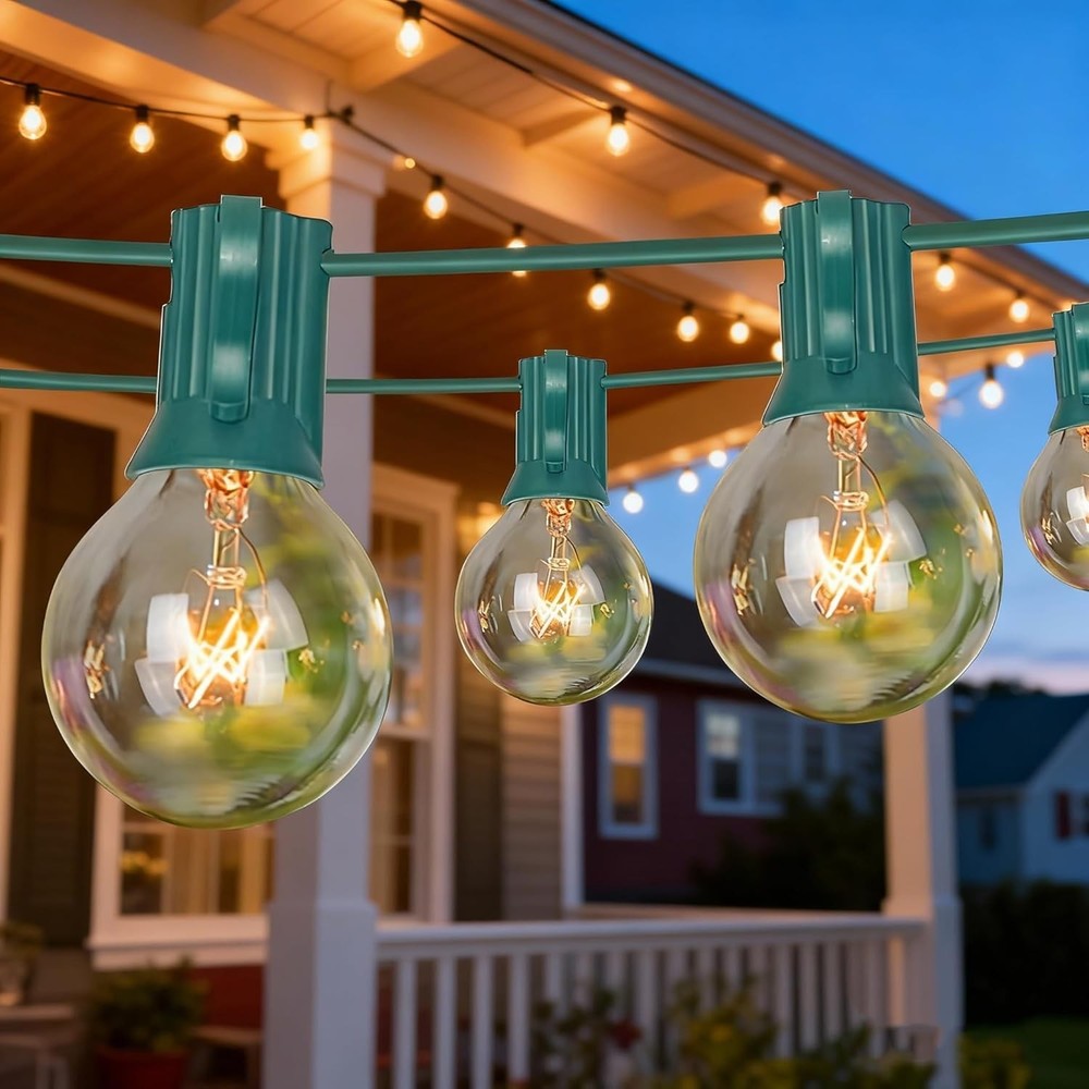 50FT G40 Globe String Lights Outdoor Patio String Lights W/ 53 Edison Globe