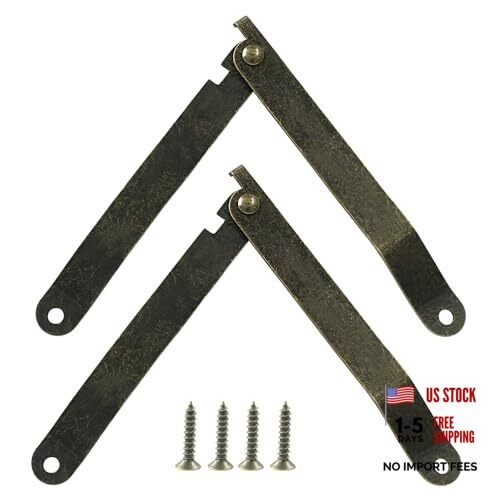 Bivethoi 2Pcs Folding Support Hinge, Antique Bronze Rotatable Lid Support Large