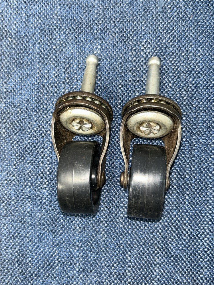 2 Vintage Casters Black Nylon Wheels 1 1/2”