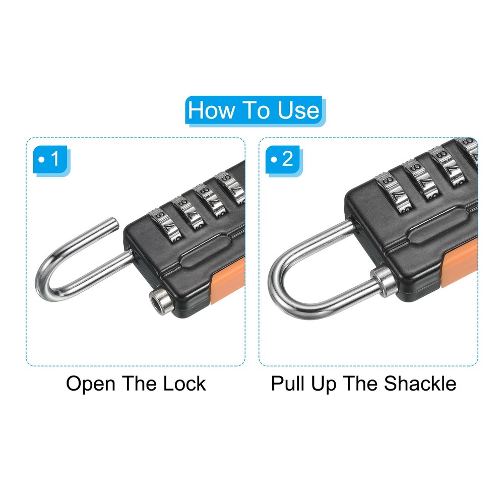1Pcs 6.5Ft 4Digit Security Cable Padlock DIY Combination Lock Black