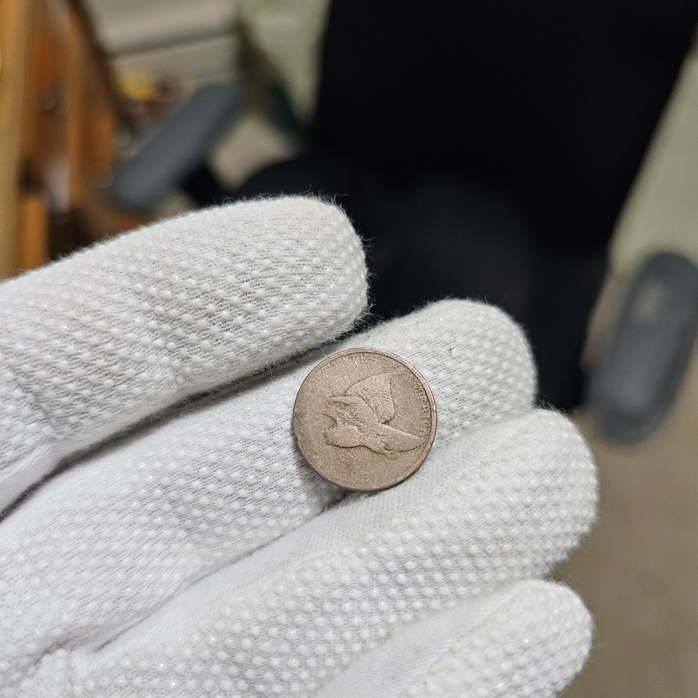 1857 Flying Eagle Cent Uneven Strike Or Wear Struck Thru?