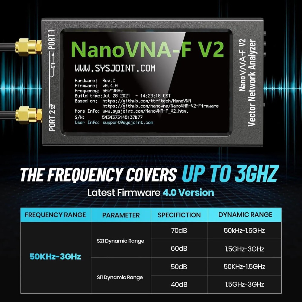 Upgraded V2 Vector Network Analyzer 4.3Inch 50kHz-3000MHz Antenna Analyzer New