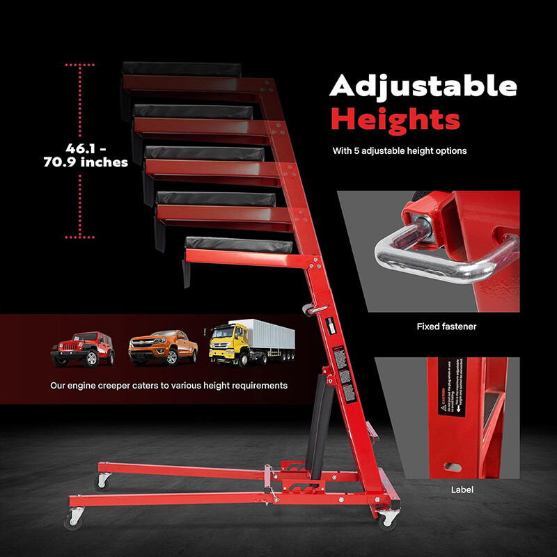 Foldable Automotive Topside Creeper 400LBS Adjustable 46" to 71" Engine Creeper