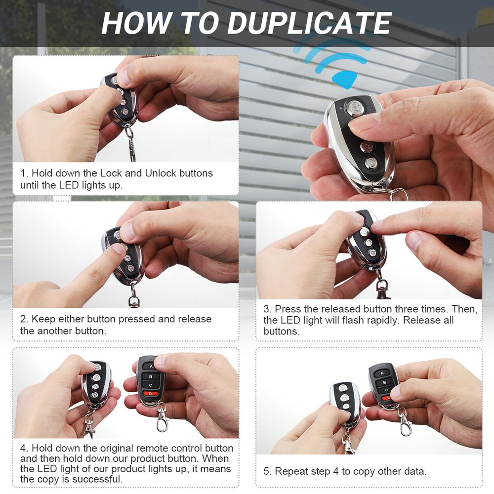 2pcs Car Remote Control Backup Key Sliding Gate Opener Automatic Operator US