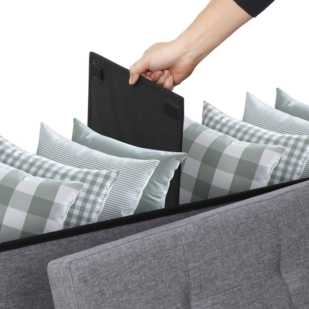 Durable 43" Storage Ottoman Bench Storage Stools Footrest Dark Grey Footstools
