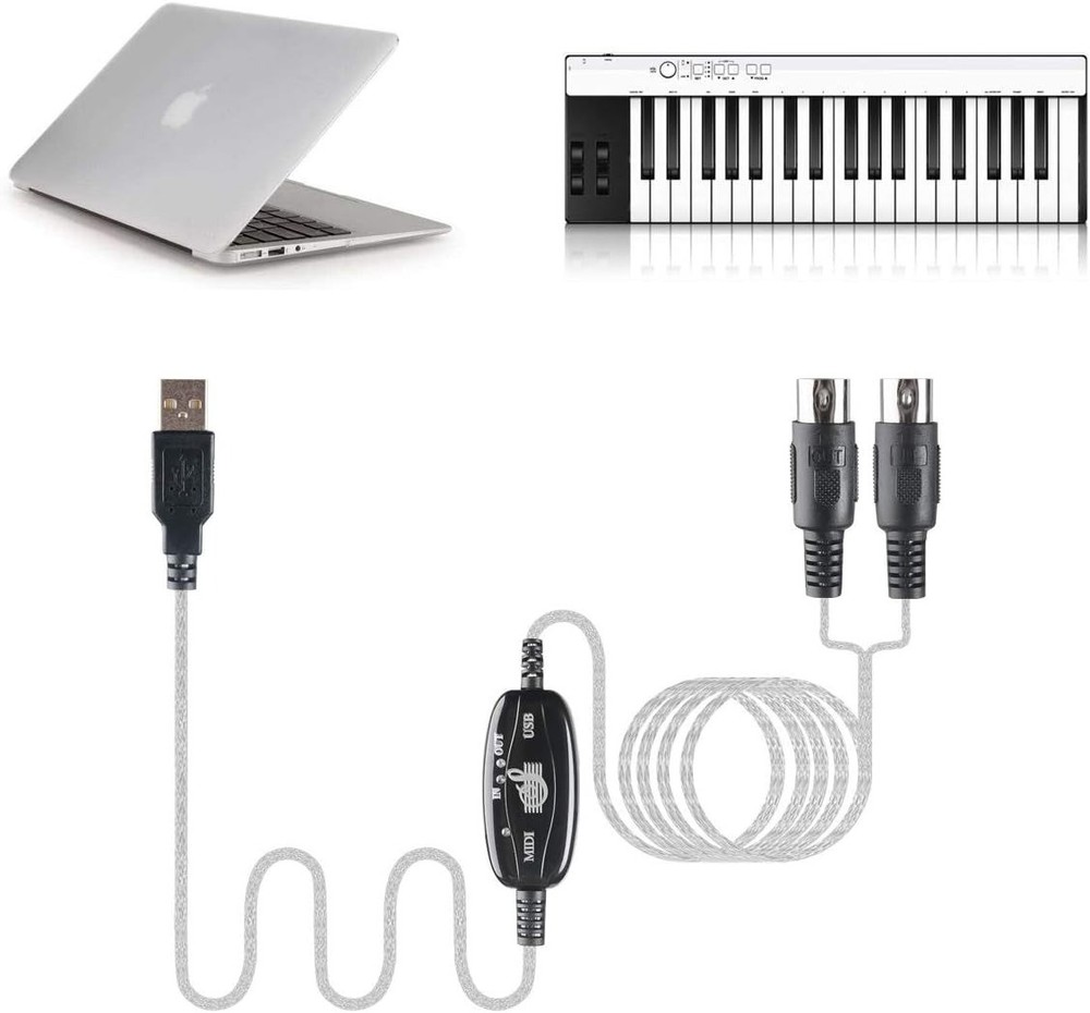 USB to MIDI Cable Interface Adapter 16 Channels PC Mac Keyboard Synth Controller