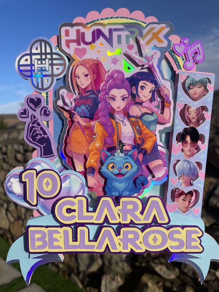 K-pop Demon Hunter Cake Topper with lights