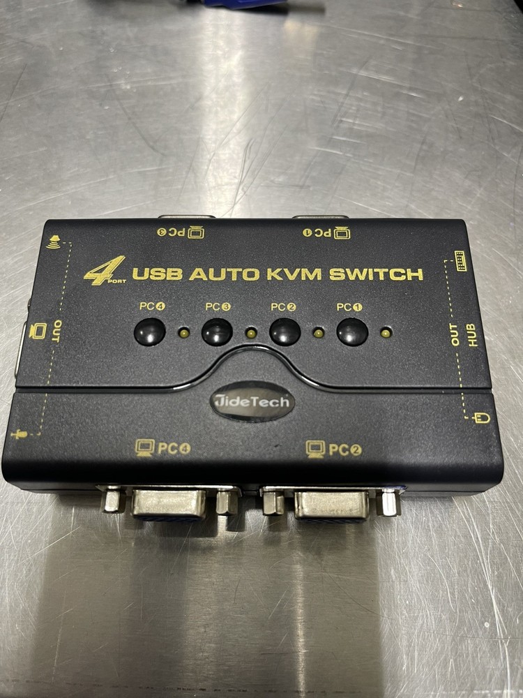 Jide Tech 4-Port USB VGA KVM Switch Box Auto Switch LED Display w/ Cables