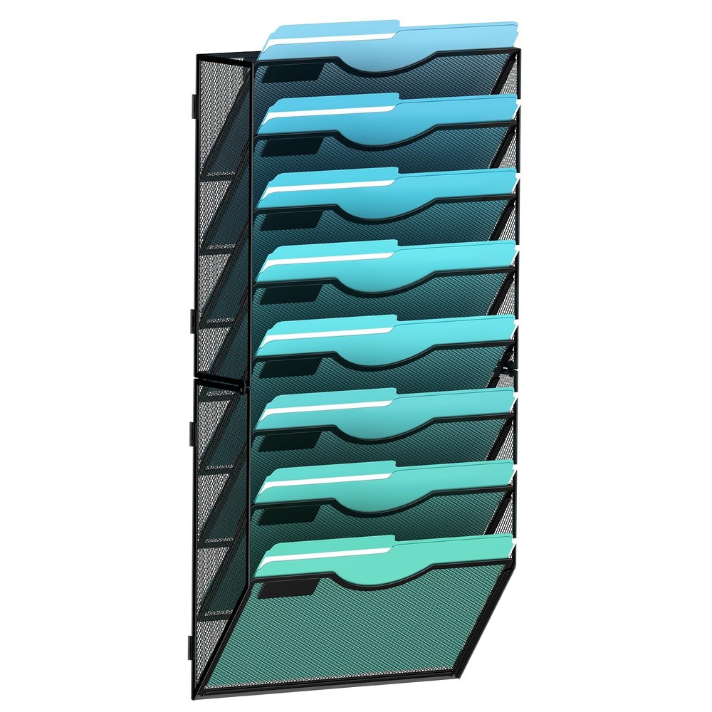 8-Tier Mesh Wall File Organizer Hanging Paper Folder Document Mail Holder