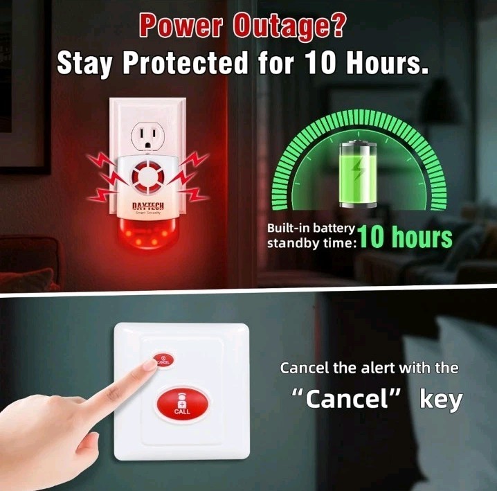 Daytech Wireless Security Alarm System with Strobe Siren - Panic Buttons