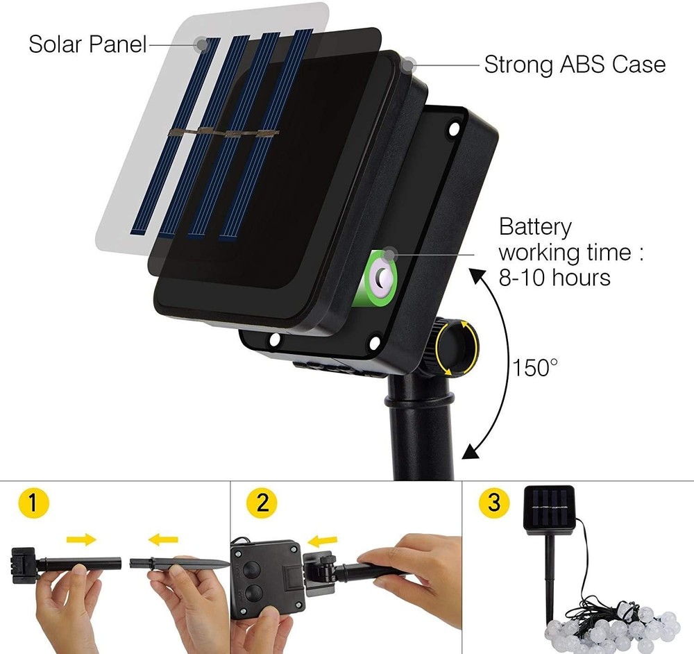 99FT Solar String Lights Yard Fairy Light 300LED 8 Modes Lighting Multicolor