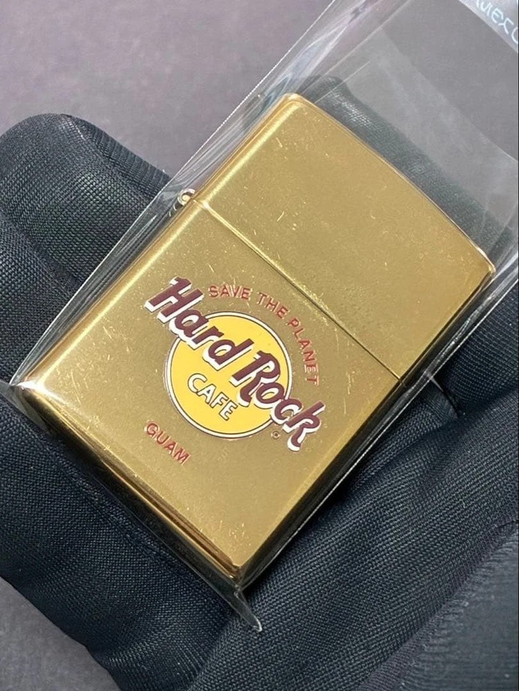 Zippo Hard Rock Cafe Guam Gold One Sided Processing Lighter Regular Japan