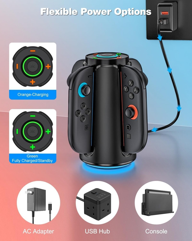 Latest Switch 2 Controller Charger, Charging Dock Station for 4 Joy Con Charging