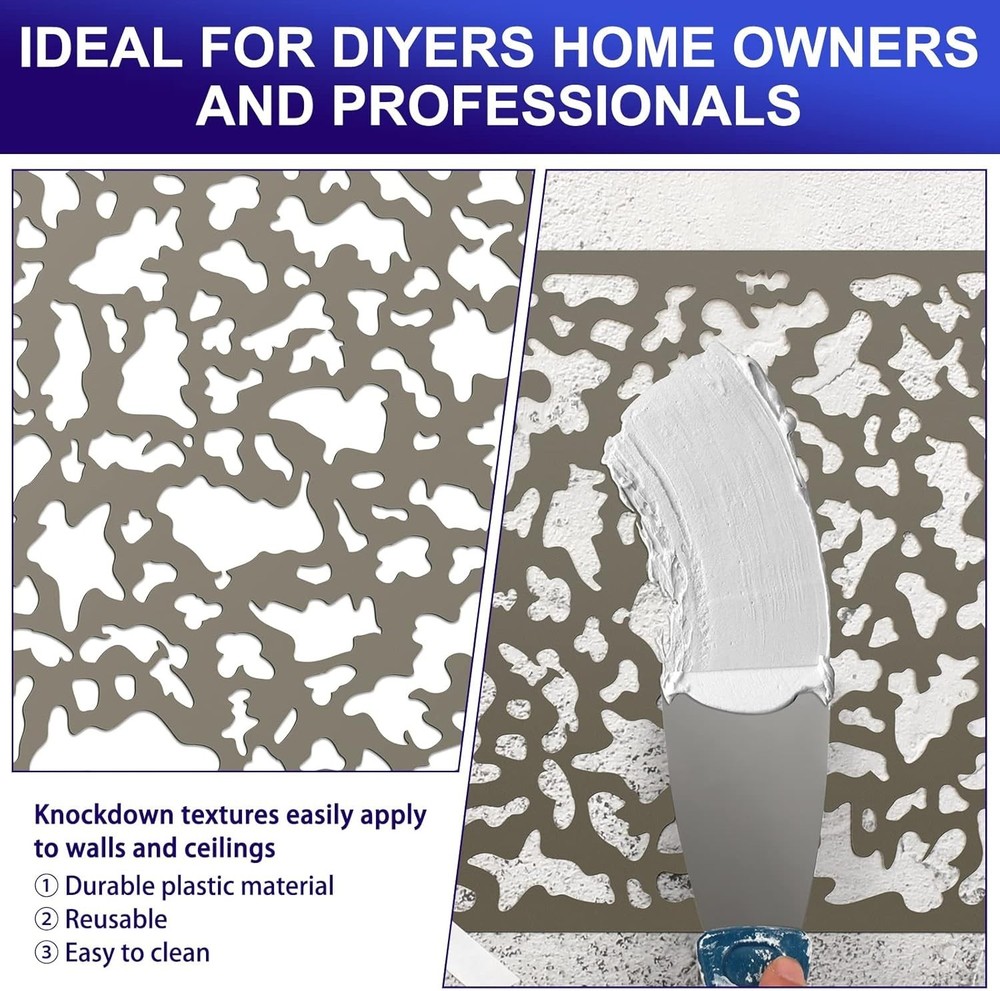 3 Pieces Knockdown Texture Spray Stencil Drywall Repair Tool Knockdown Textur
