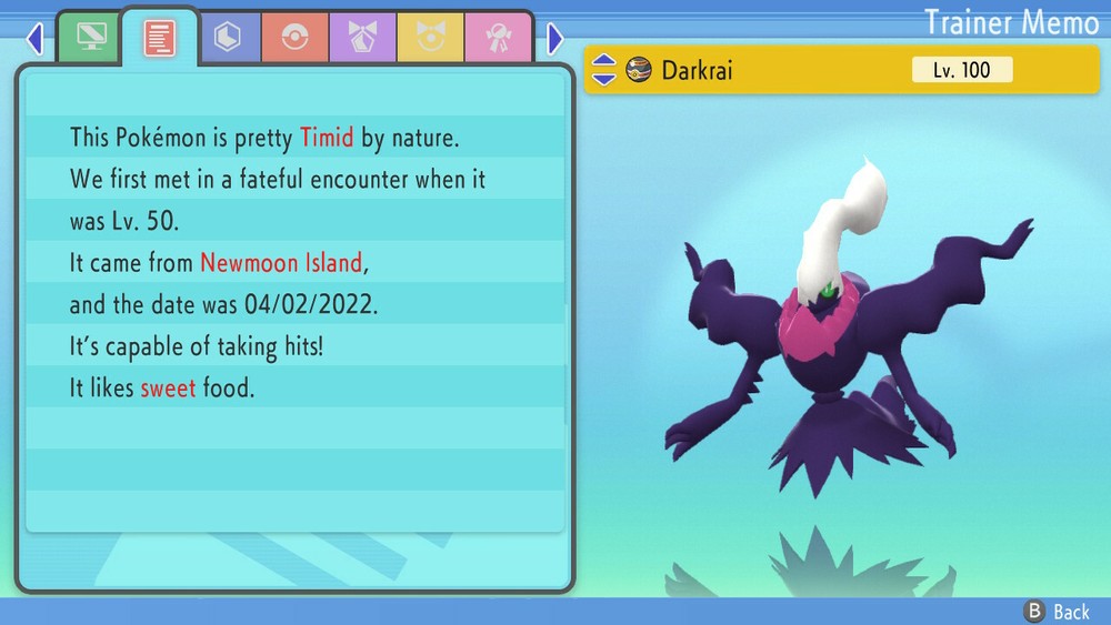 Shiny Darkrai 6IVs Pokemon BDSP