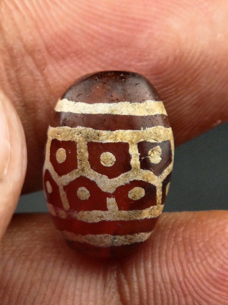 Ancient Etched Carnelian Longevity Bead over 2000 Year Old In great Condition