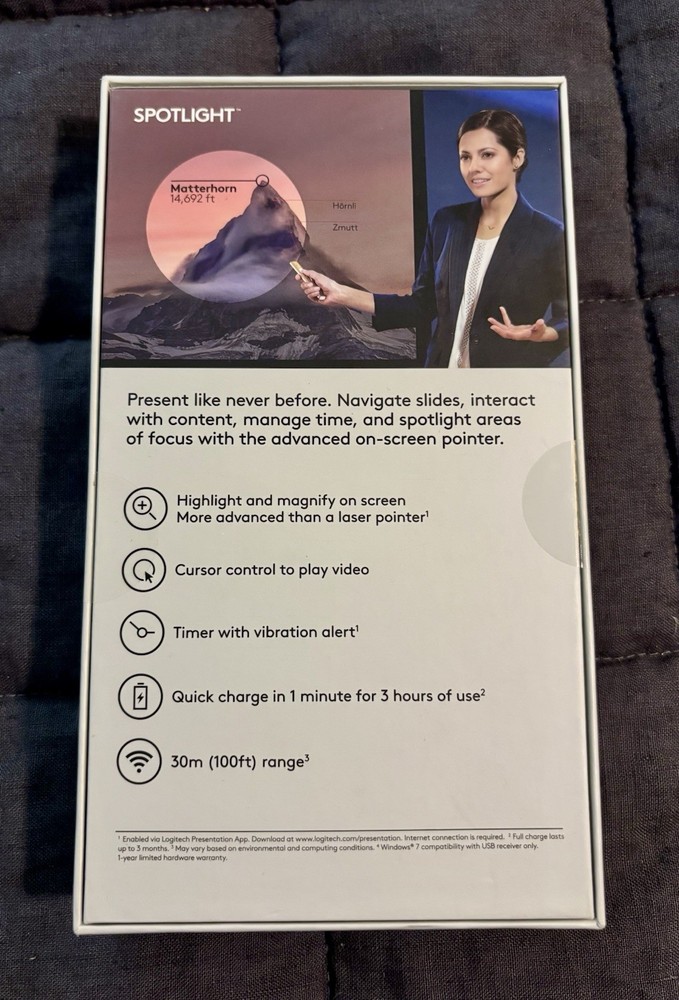 Logitech Spotlight Presentation Remote, Slate Newborn