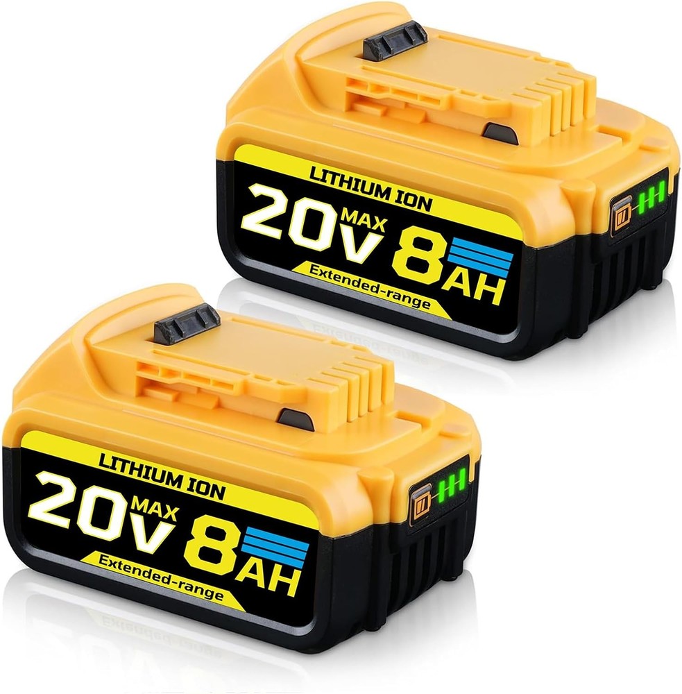 2Pack 8000mAh Replace for Dewalt 20V Max Battery 20V Lithium-ion DCB204 DCB208-2