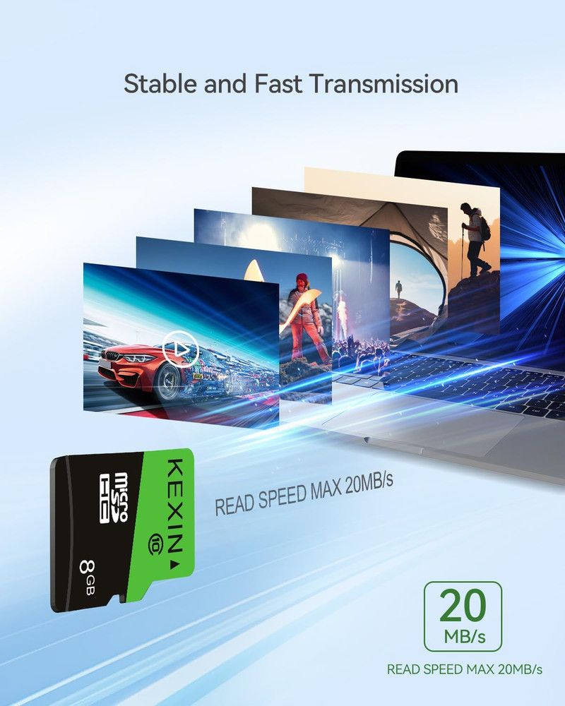 8GB Micro SD Card 10 Pack with SD Adapter Microsdhc Memory Card UHS-I C10 Micro