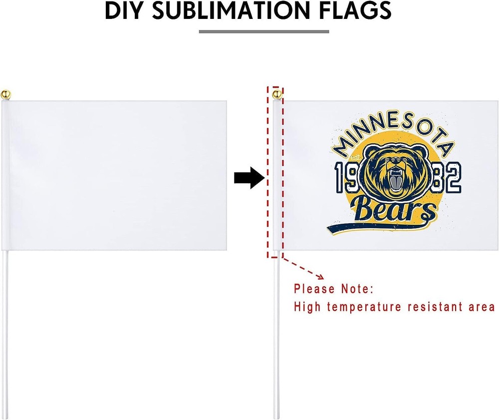 50 Pcs White Small Mini Flags Bulk Sublimation Blank Flags Solid Plain White New
