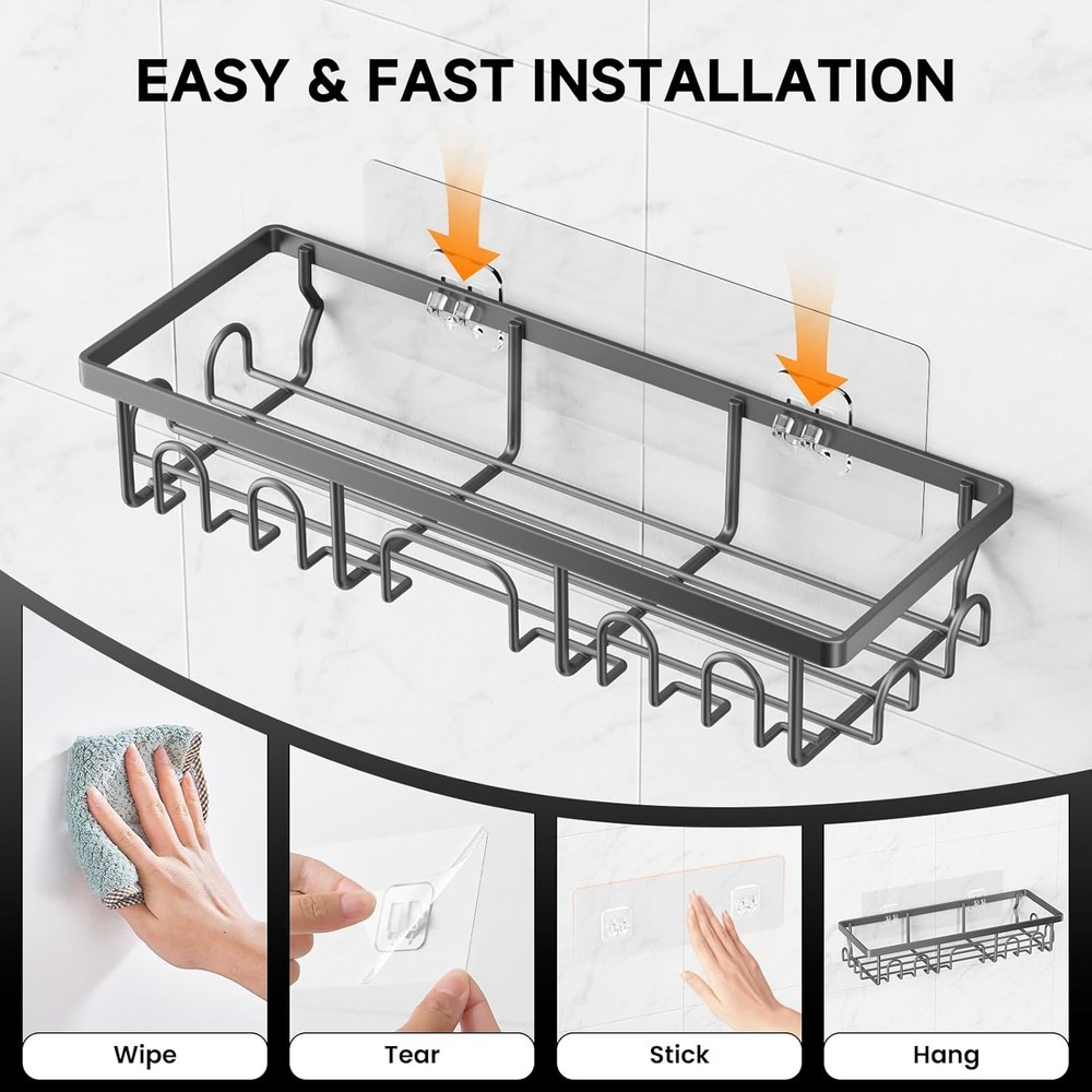 Shower Caddy, 3 Pack Shower Shelves for Inside Bathroom, Rustproof Adhesive Bath
