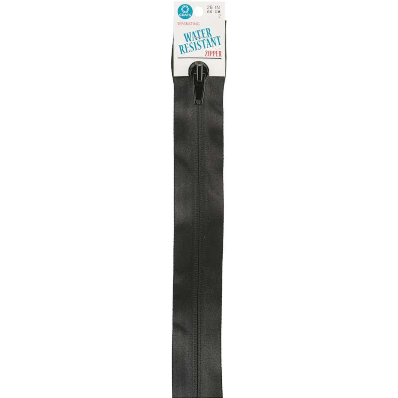 Water-Resistant Separating Zipper 26" Black