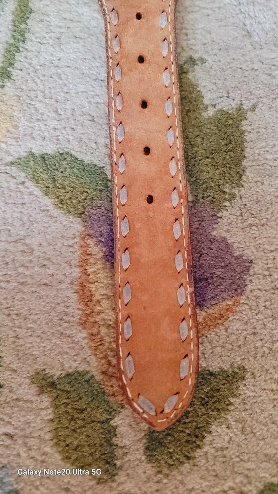 36" Wright Hand Tooled Leather Belt NEIL Snap Western Thick Poppy Tooled