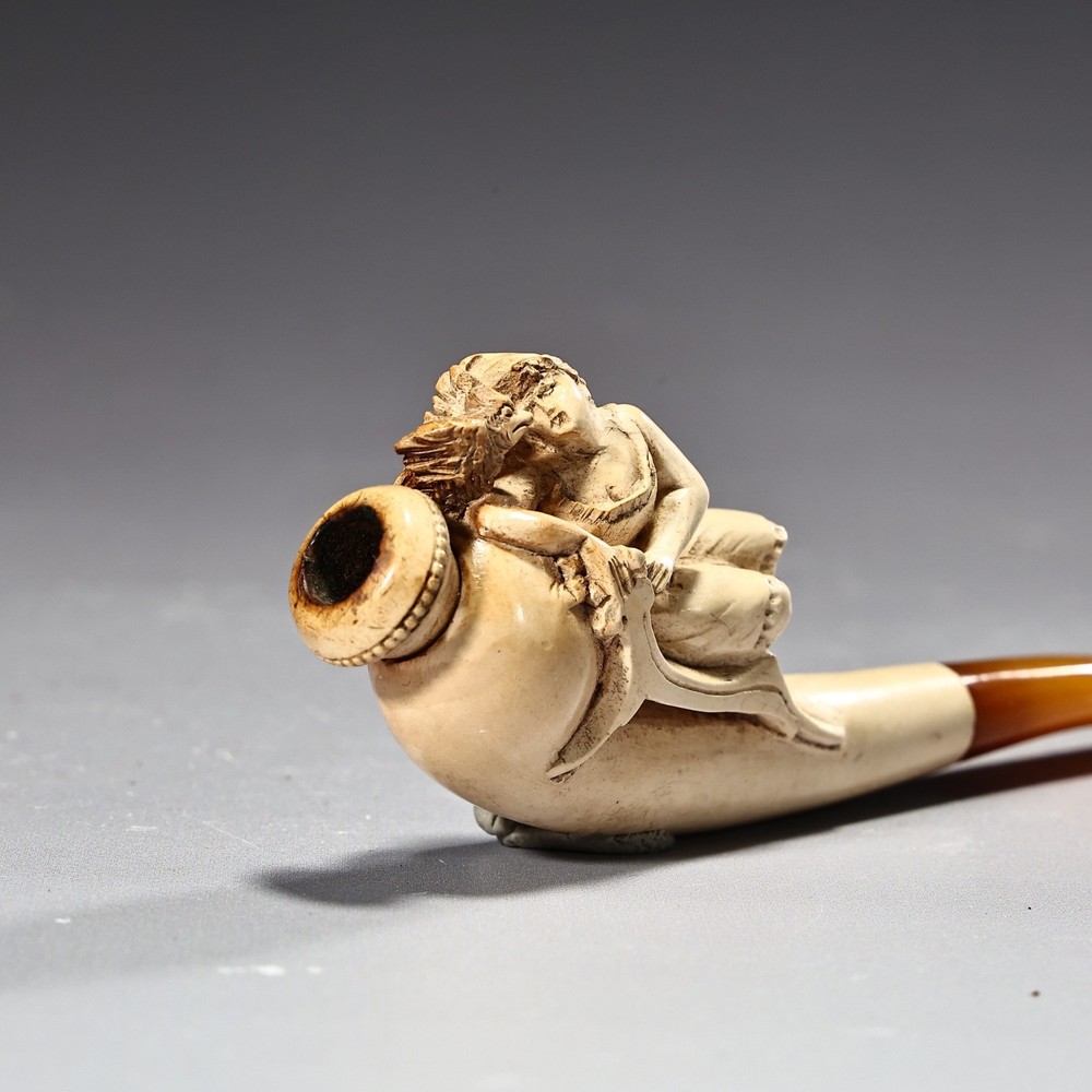 Meerschaum Pipe Carved Lady With Fitted Case