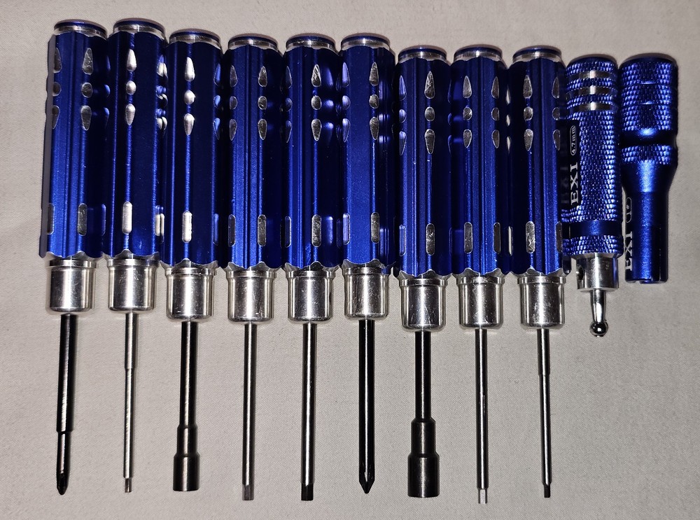 EXI RC Aluminum Handle Tool Kit 11-Piece Blue set (Tools Only) Great Condition