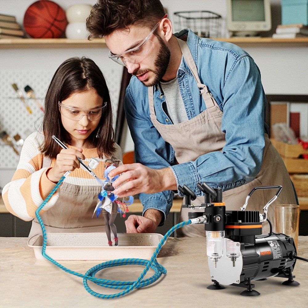 Professional Airbrush Set w/ Compressor & Multi-Purpose Dual-Action Gravity Feed