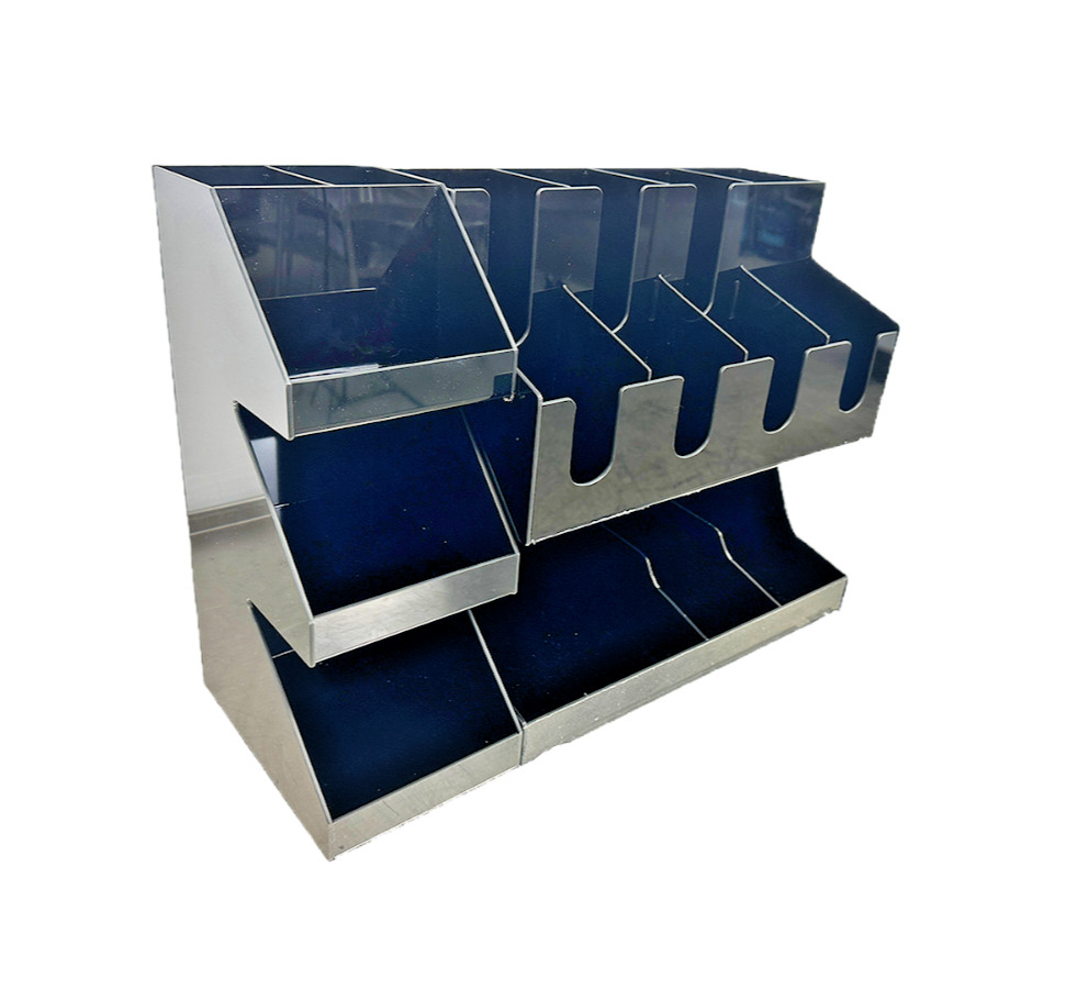 2 Tier Cup Holder Organizer Dispenser Rack With Condiment Station