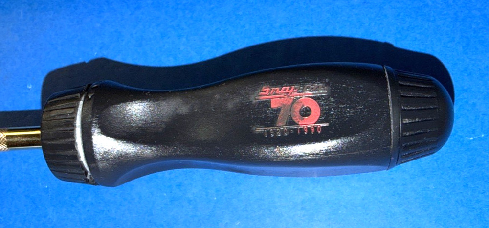 SNAP-ON TOOLS 70 ANNIVERSARY RATCHETING SCREWDRIVER BLACK HANDLE WITH BOX