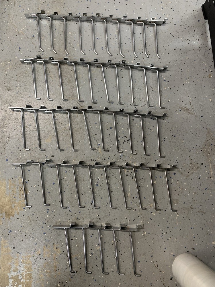 Slatwall Hook Bundle - 45 Pcs chrome  slat hooks 6”
