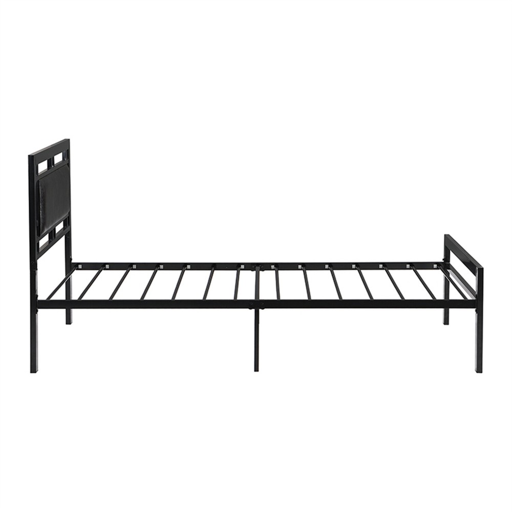 Modern Twin Size Bed Frame Metal Platform Bed Frame Sturdy Slat Support Black US