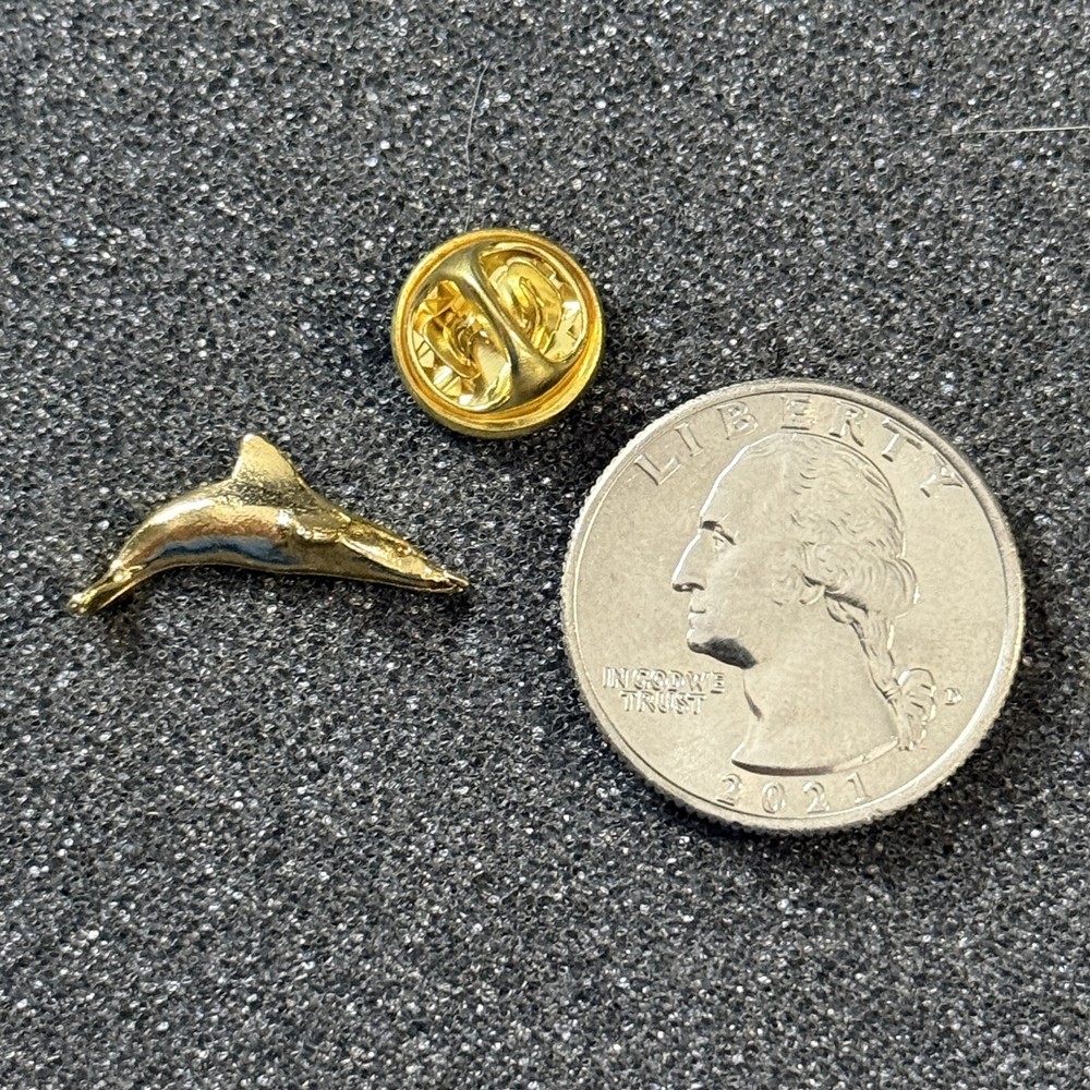 Small Gold Tone Dolphin Pin Pinback #48250