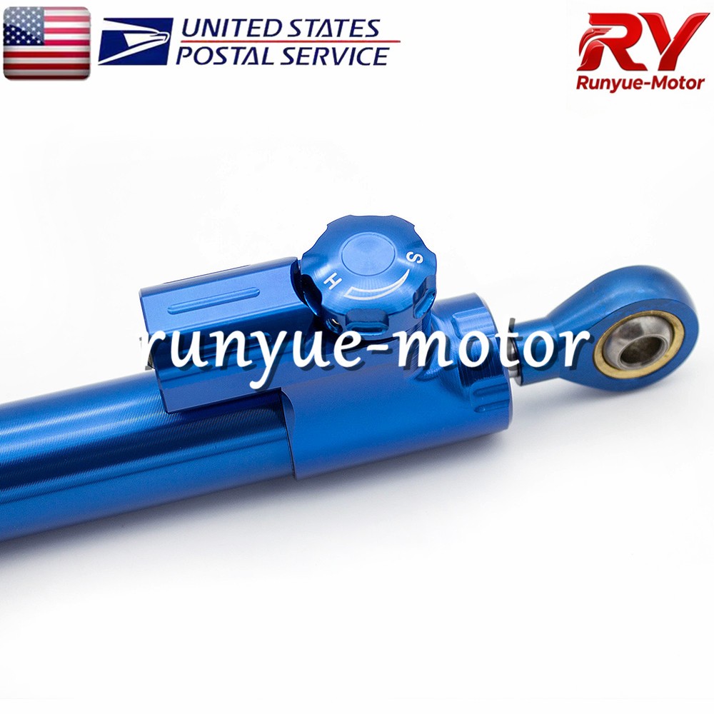 Blue 255mm Adjust Steering Damper Stabilizer Linear Control Universal Aluminum