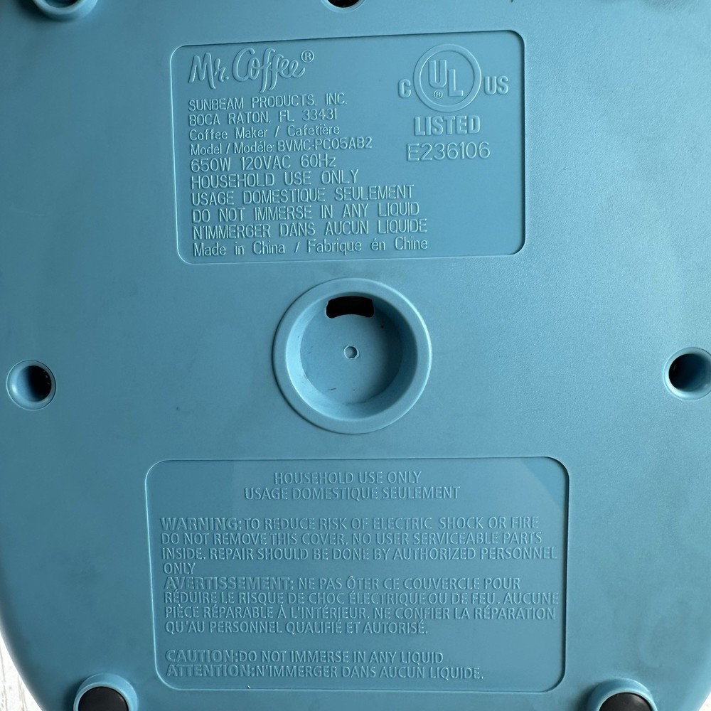 Mr Coffee 5 Cup Programmable Coffee Maker Rare Arctic Blue 201852 BVMC-PC05AB2