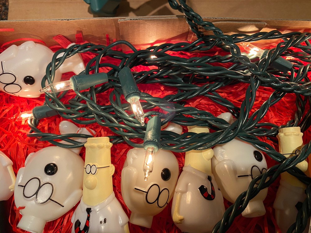 Dilbert Comic String Light Set Open Box 10 Colorful Lights Complete VTG
