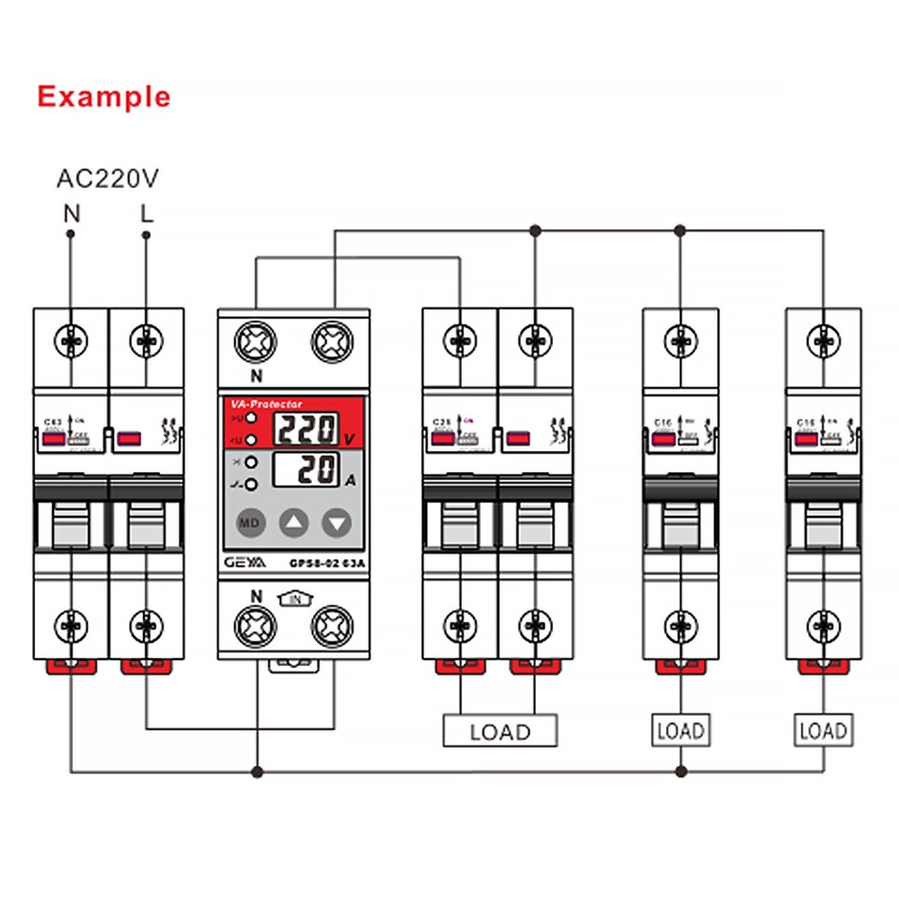 GEYA WIFI Control Over Current Protect Over&Under voltage Protector 32-80A 220V