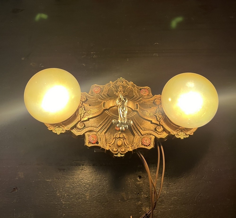 Rewired Nice Single Flush Two Socket light Fixture beautiful Finish 17C