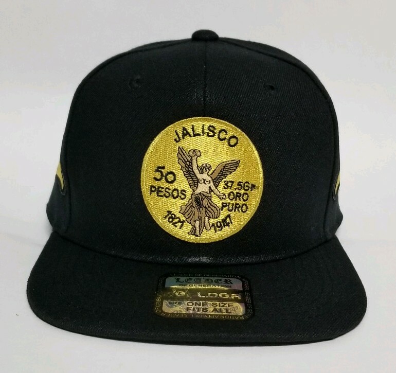 JALISCO CENTENARIO HAT BLACK 3LOGOS SNAP BACK ADJUSTABL NEW