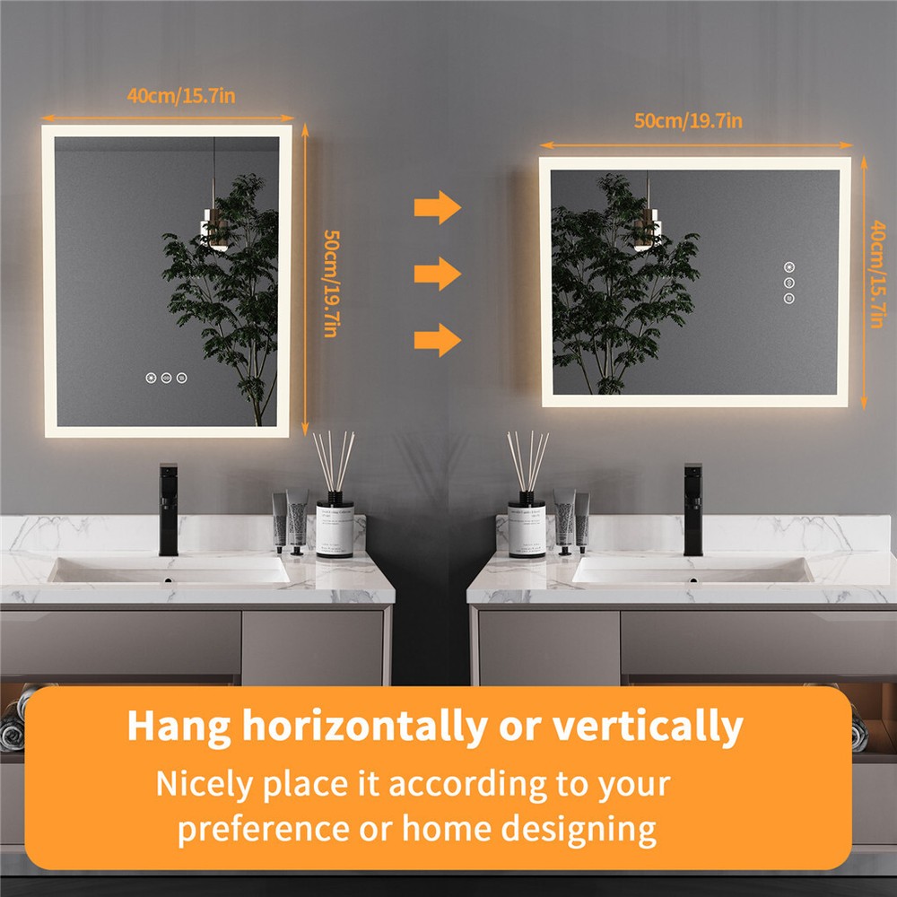 LED Bathroom Mirror Wall-Mounted Vanity Mirror Dimmable Anti-Fog Memory Function