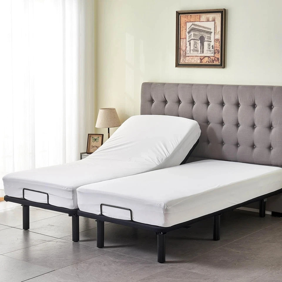 Waterproof Split King Mattress Protector for 2x(39x80), White