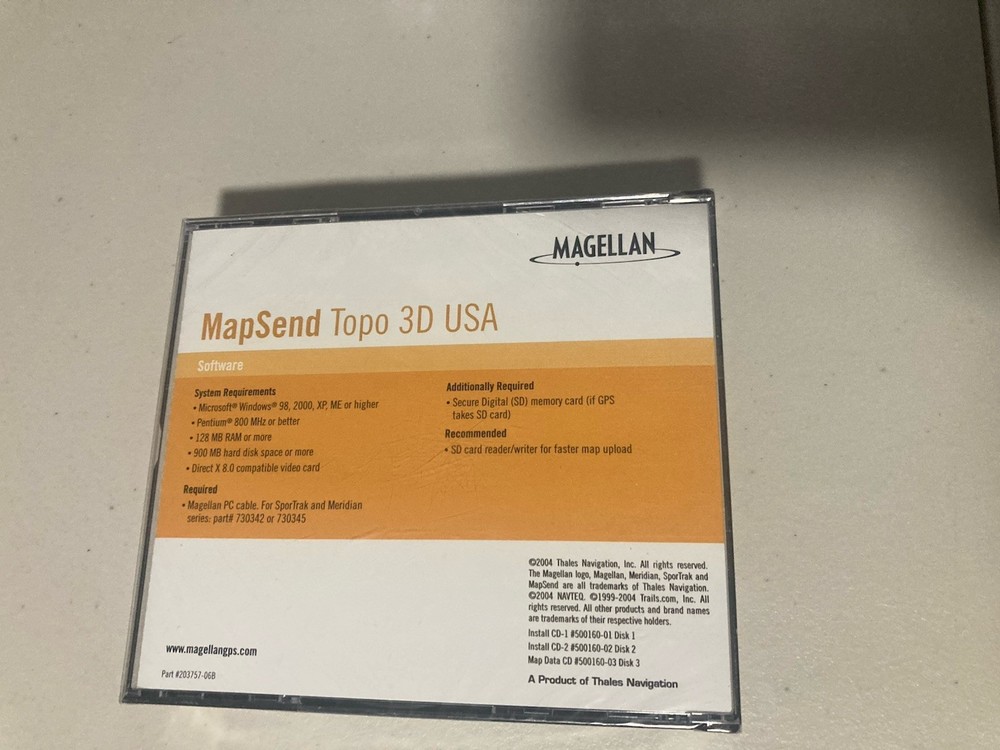 MAGELLAN MAPSEND TOPO 3D SOFTWARE 980611-09 VERSION 1