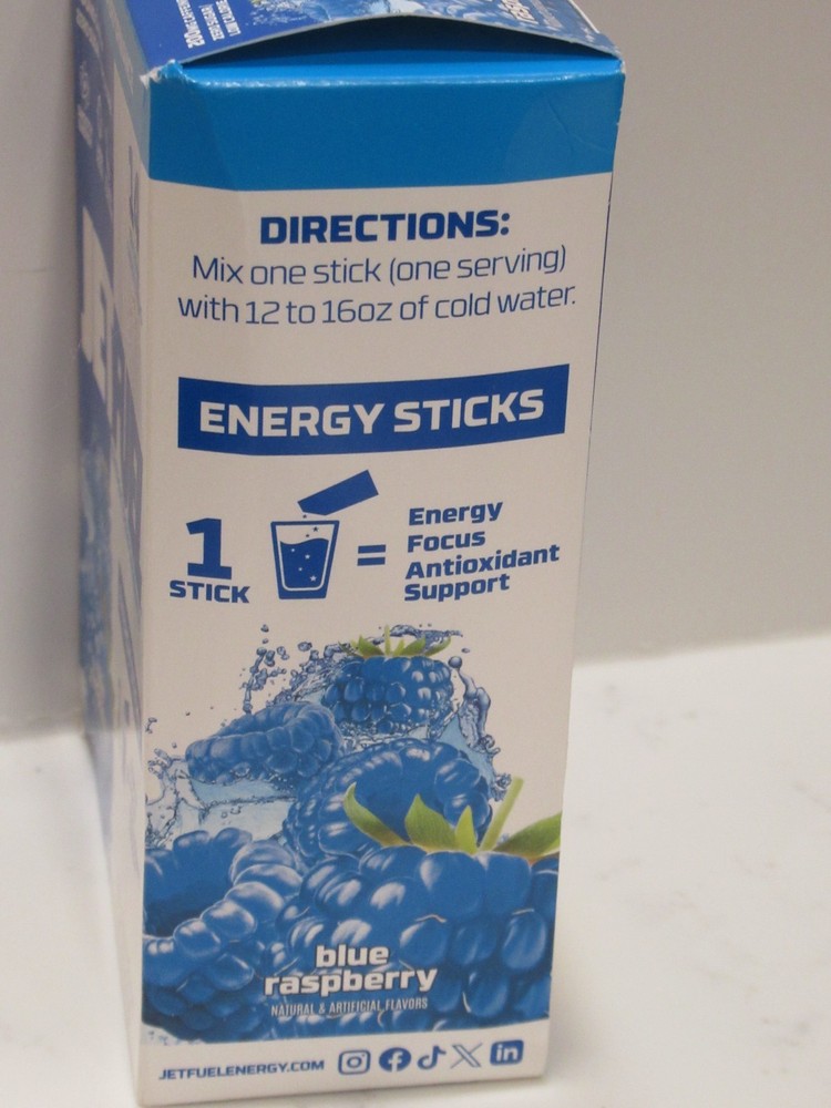 JetFuel On-The-Go Energy Performance Sticks (14) Blue Raspberry Zero Sugar