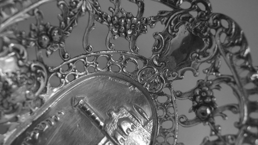 Vintage Judaic 800 silver Bowl by HAZORFIM JERUSALEM SCENE