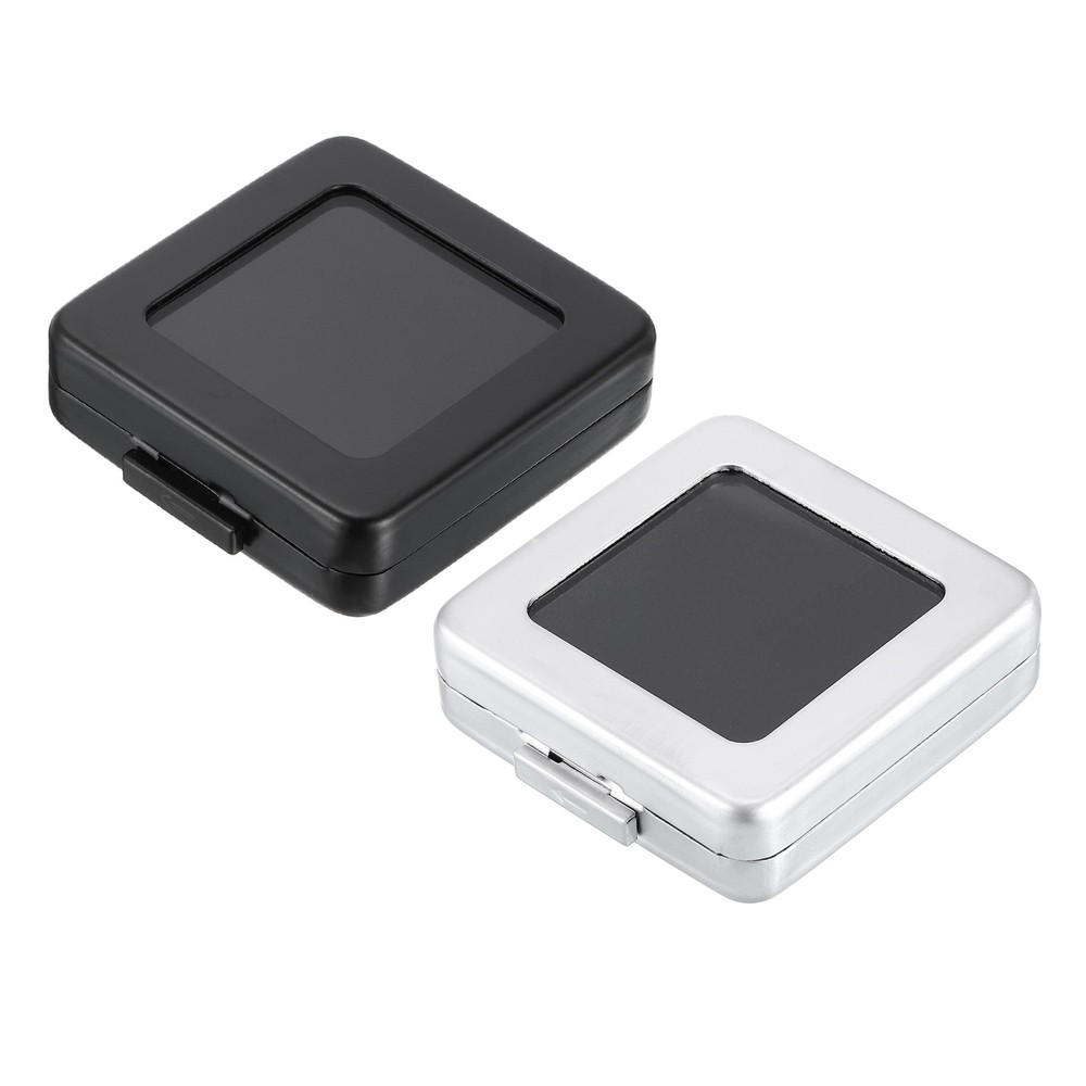 2.2x2.2x0.6 Inch Gemstone Display Box, Diamond Storage Boxes, Silver Tone/Black