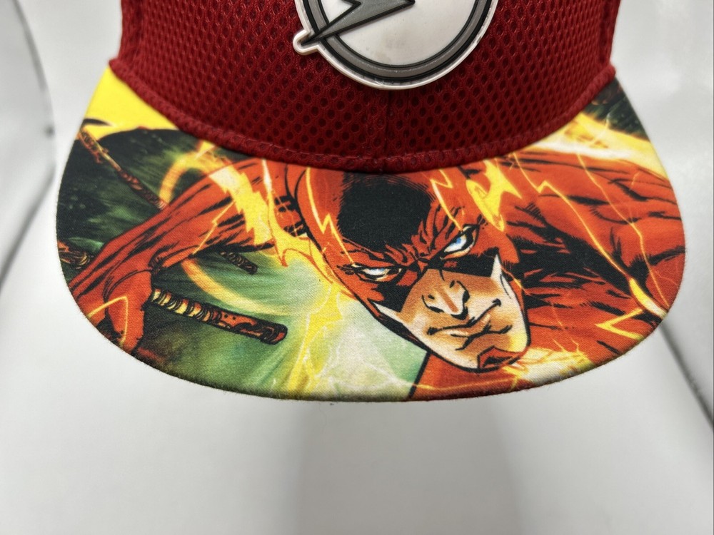 THE FLASH Baseball Hat Cap Youth Boys Patterned Flat Bill Patch Red SnapBack