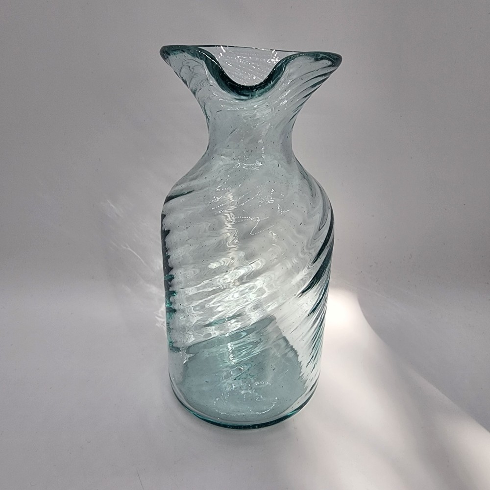 Clear Handblown Seeded Swirl Pitcher