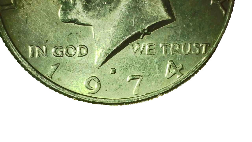 1974D Kennedy Half Dollar Error - Filled "D" Mint Mark Error - #252